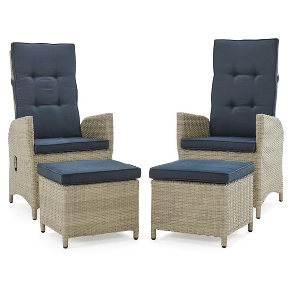 Haven All-Weather Wicker Outdoor Recliners with Ottomans and Cushions, Alaterre Furniture, Mfr#: AWWE01EE