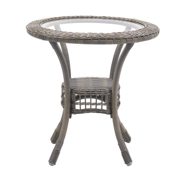 Carolina 30" Diameter All-Weather Wicker Bistro Dining Table with Glass Top, Alaterre Furniture, Mfr#: AWWM01MM