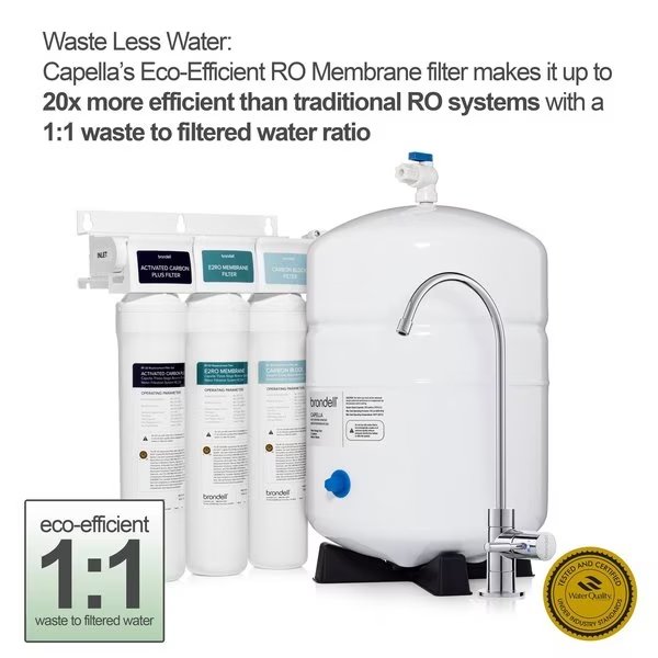 Capella Reverse Osmosis Water Filtration System with Eco-Efficient 1:1 Ratio, Brondell, Mfr#: RC250