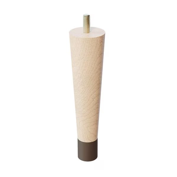6" Round Tapered Leg with bolt and 1" Warm Bronze Ferrule - Hardwood, Designs Of Distinction, Mfr#: 01240006MAWB6