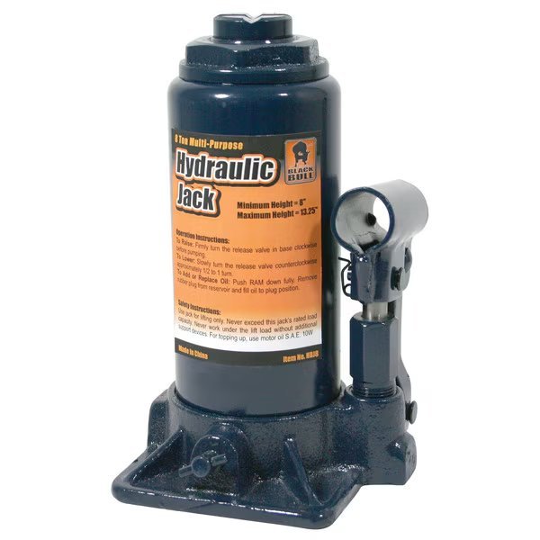 Hydraulic Bottle Jack, 8 Ton, Black Bull, Mfr#: HBJ8