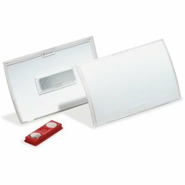 Durable 821519, Click-Fold Convex Name Badge Holder, Double Magnets, 3 3/4 X 2 1/4, Clear, , Durable Office Products, Mfr#: DBL821519
