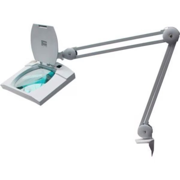 Magnifier Lamp, 5-Diopter, 7.5inx6.2in Lens, 9W, 530 Lum, 32in Reach, 6400K, White, Mg Electronics, Mfr#: LED695