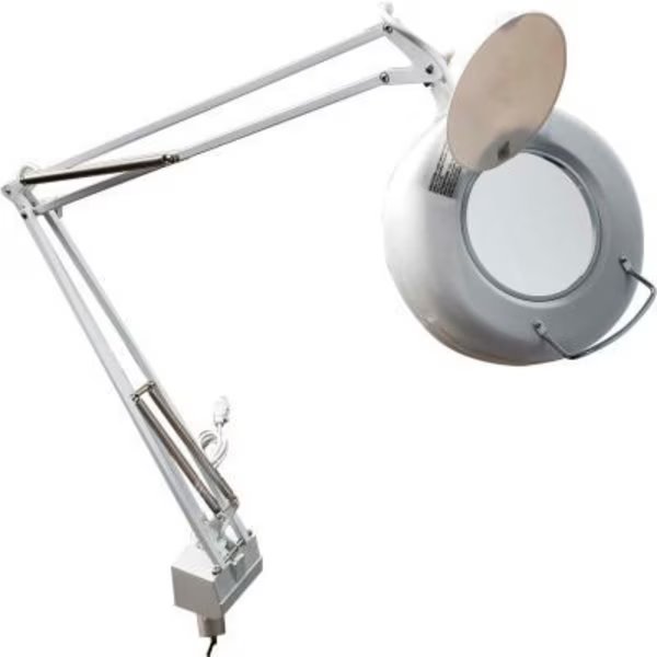 3-Diopter Fluorescent Magnifier Lamp w/ AC Receptacle, White, Mg Electronics, Mfr#: LUX520W.