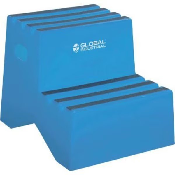 Global Industrial 2 Step Plastic Step Stand 21inW x 19-1/2inL x 24-1/2inH Blue, Quality Industries, Mfr#: 641271BL