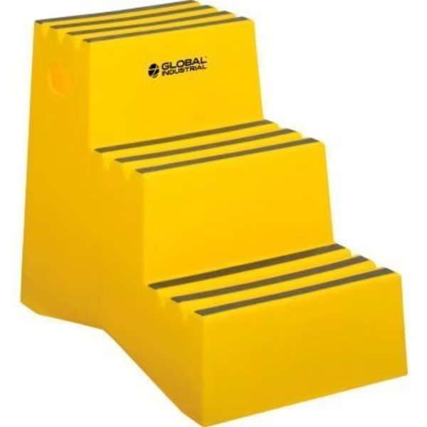 Global Industrial 3 Step Plastic Step Stand 20inW x 28-1/2inL x 33-1/2inH Yellow, Quality Industries, Mfr#: 641272