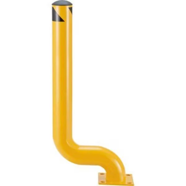 Global Industrial Offset Steel Bollard 4-1/2in Dia. x 53inH Yellow, Gec, Mfr#: WBB183985