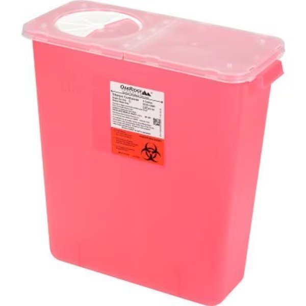 Oakridge Products 3 Gallon Sharps Container w/ Split Rotor Lid, Red, Oakridge Products-113906, Mfr#: 0330-150R