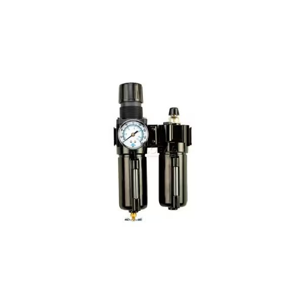Arrow 3/8" Modular F/R & Lubricator W/End Ports C70353W, Gauge, Metal Bowl W/Sight, Manual, Arrow Pneumatics, Mfr#: C70353W