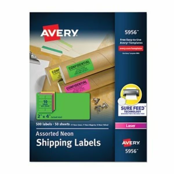LABEL, SH, 2X4,500, NEON, AST, Avery Dennison, Mfr#: 5956