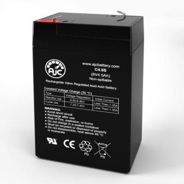 AJC JohnLite JML-2138 Emergency Light Replacement Battery 4.5Ah, 6V, F1, Battery Clerk, Mfr#: AJC-C4.5S-J-0-188082