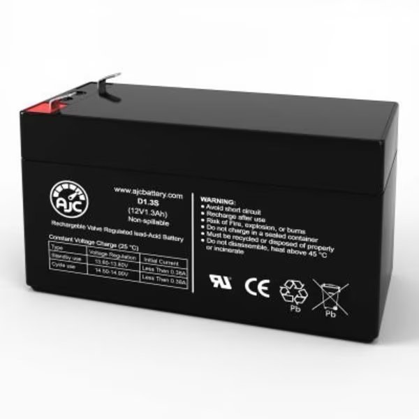 AJC Napco GERBAT1.2 Alarm Replacement Battery 1.3Ah, 12V, F1, Battery Clerk, Mfr#: AJC-D1.3S-V-0-186271