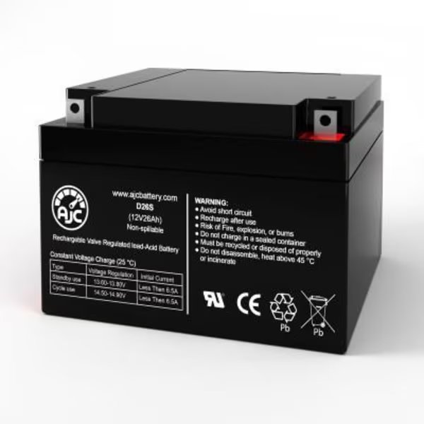 AJC Potter Electric BT-260 12v 26ah Alarm Replacement Battery 26Ah, 12V, NB, Battery Clerk, Mfr#: AJC-D26S-V-0-186225