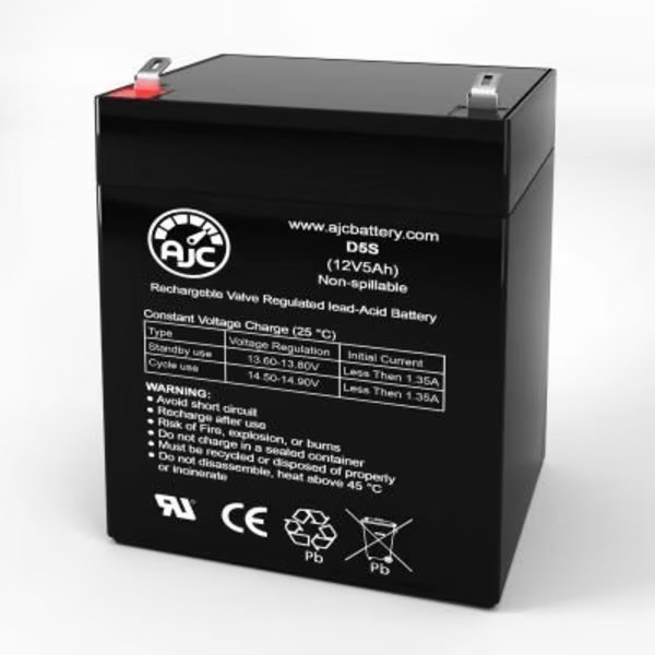 AJC EaglePicher CFM4.6M Sealed Lead Acid Replacement Battery 5Ah, 12V, F1, Battery Clerk, Mfr#: AJC-D5S-S-1-158085