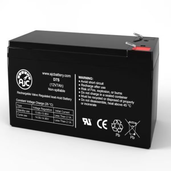 AJC ADI 4140XWP Alarm Replacement Battery 7Ah, 12V, F1, Battery Clerk, Mfr#: AJC-D7S-I-0-186028