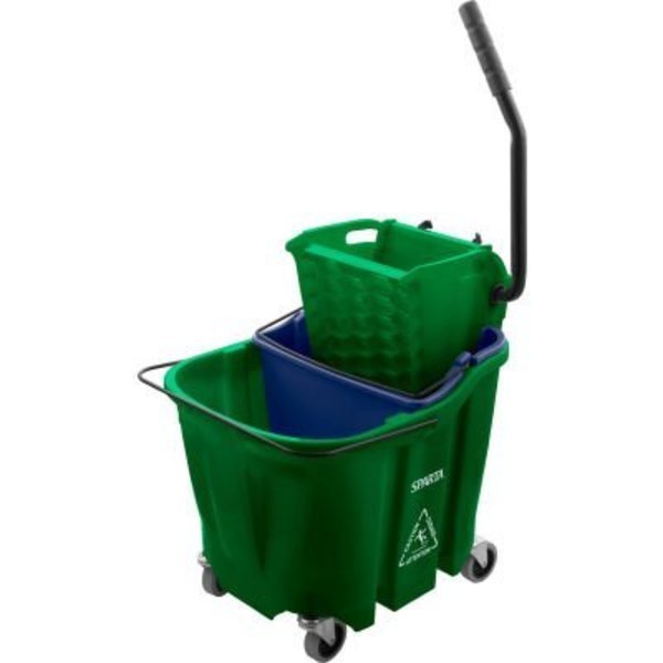 Sparta Mop Bucket Combo w/ Sidepress Wringer & Soiled Water Insert, 35 qt Bucket Capacity, Green, Carlisle Foodservice, Mfr#: 9690409