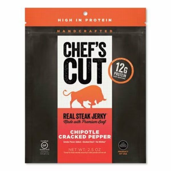 Real Steak Jerky, Chipolte Cracked Pepper, 2.5 Oz Bag, Chefs Cut Real Jerky Co., Mfr#: CCR00501