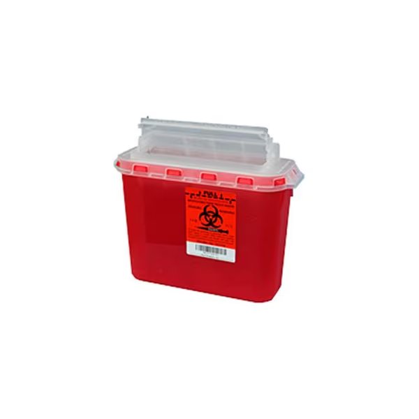 Plasti-Products 5.4 Qt. Sharps Container, For Use with BD Wall Cabinet, Red, Case of 20, Ppi, Mfr#: 143154