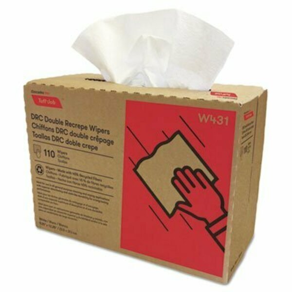 Cascades, Tuff-Job Double Recrepe Wipers, 9 1/4 X 12 1/2, White, 12PK, Cascades Tissue Group, Mfr#: W431