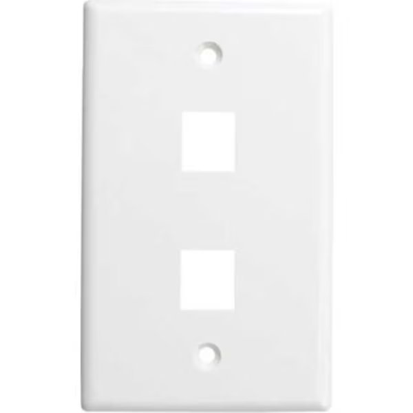 Vertical Cable, , Double (2) Port Keystone Wall Plate (Flush) White, Chiptech, Inc Dba Vertical Cable, Mfr#: 304-J2636/2P/WH