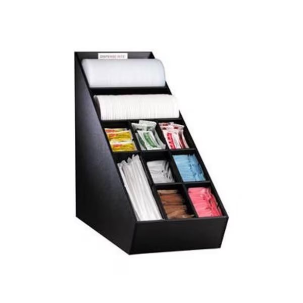 Dispense-Rite Countertop Lid, Straw & Condiment Organizer - Narrow, Black, Dispense Rite, Mfr#: NLO-1B