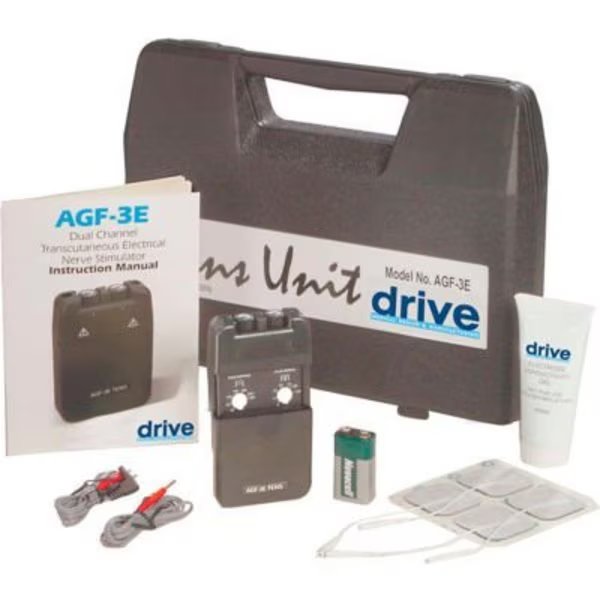 Portable Economy Dual Channel TENS with Electrodes & Carry Case, Drive Medical, Mfr#: AGF-3E
