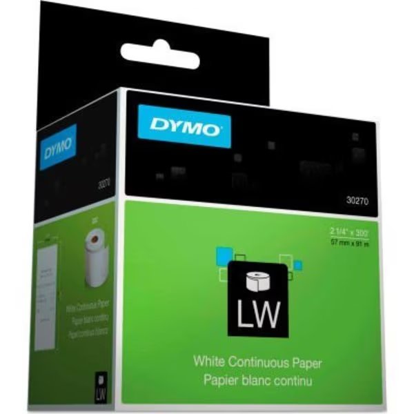 DYMO Thermal Receipt Roll Paper, 2-1/4in x 300', White, 1 Roll, Dymo, Mfr#: 30270