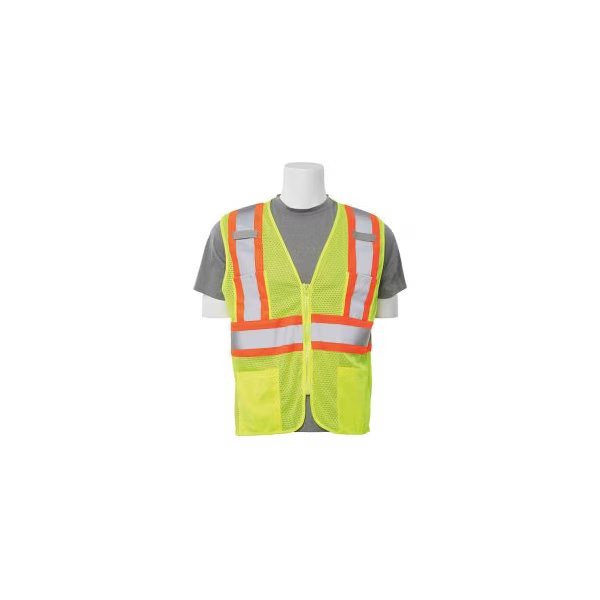 ERB S383P Class 2 Mesh Vest, Hi-Vis Lime, Contrasting Trim, 3XL, Erb Safety, Mfr#: 61819