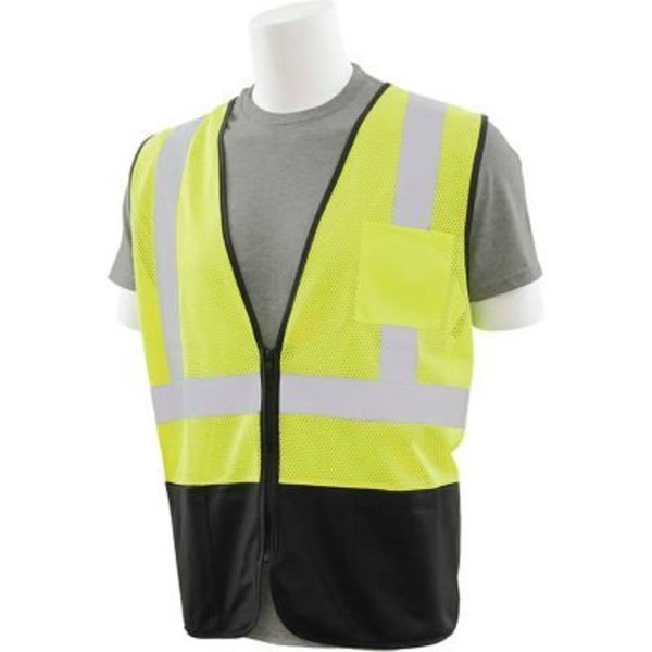 ERB S363PB Class 2 Zip Up Mesh Economy Vest W/ Pockets, Hi-Vis Lime w/ Black Bottom, 3XL, Erb Safety, Mfr#: 62254