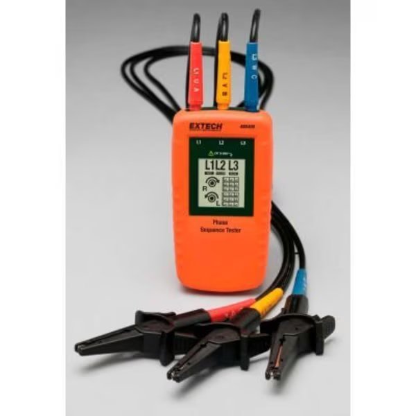 Extech Phase Sequence Tester, 40 to 60 V, 2.7inW, Flir Commercial Systems, Mfr#: 480400