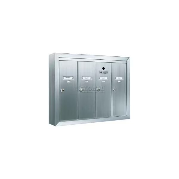 Surface Mount Vertical 1250 Series, 4 Door Mailbox, Anodized Aluminum, Florence Mfg Co, Mfr#: 12504SMSHA