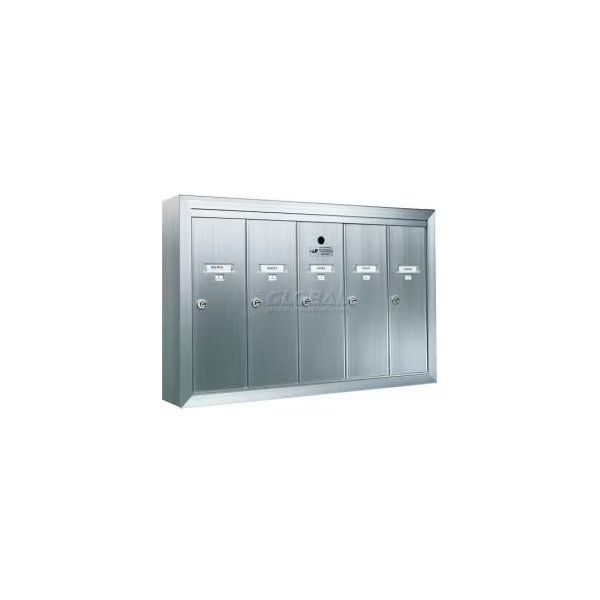 Surface Mount Vertical 1250 Series, 5 Door Mailbox, Anodized Aluminum, Florence Mfg Co, Mfr#: 12505SMSHA