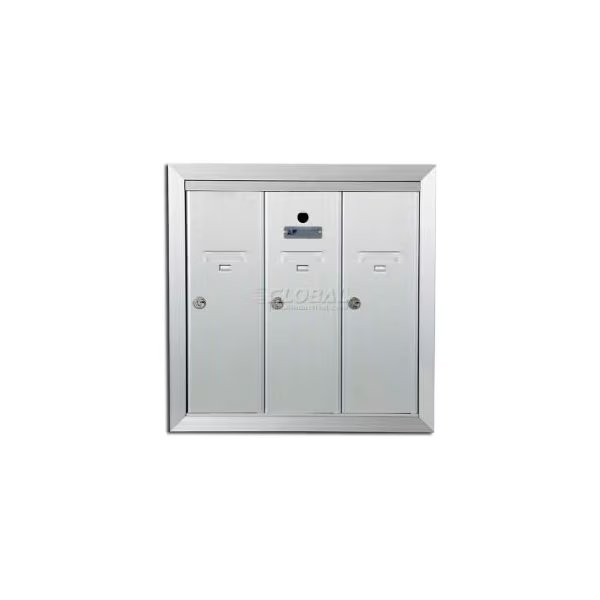 Recessed Vertical 1250 Series, 3 Door Mailbox, Anodized Aluminum, Florence Mfg Co, Mfr#: 1250-3HA