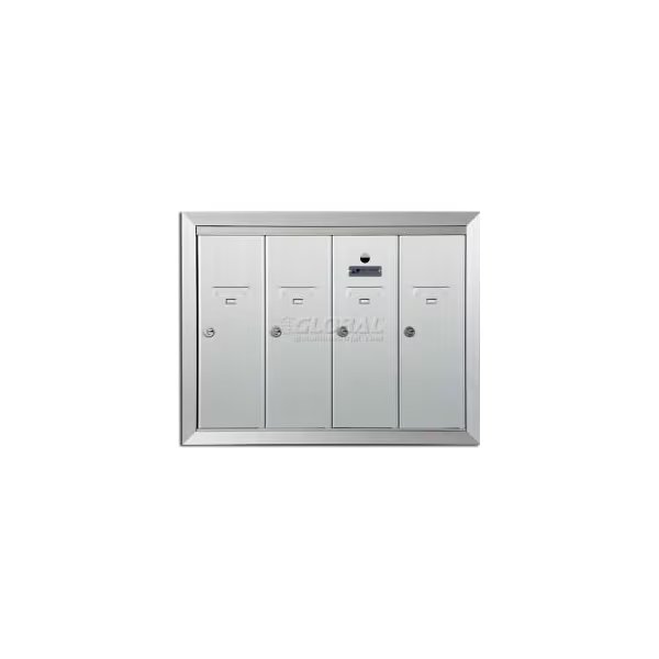 Recessed Vertical 1250 Series, 4 Door Mailbox, Anodized Aluminum, Florence Mfg Co, Mfr#: 1250-4HA