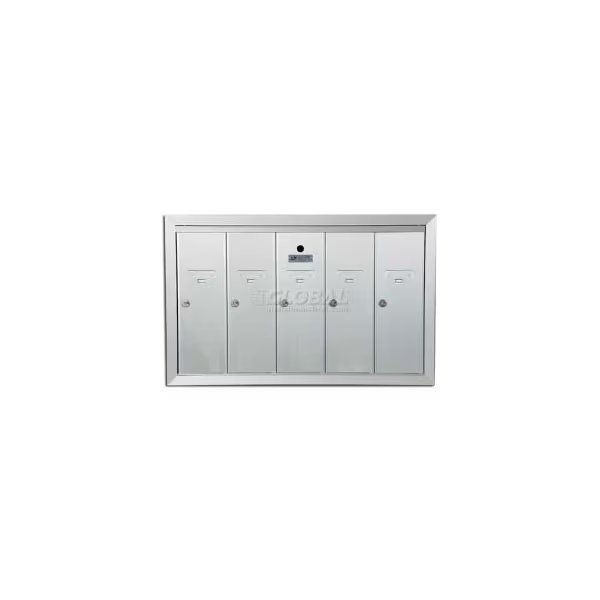 Recessed Vertical 1250 Series, 5 Door Mailbox, Anodized Aluminum, Florence Mfg Co, Mfr#: 1250-5HA