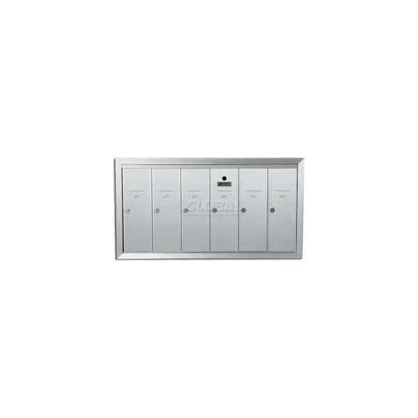 Recessed Vertical 1250 Series, 6 Door Mailbox, Anodized Aluminum, Florence Mfg Co, Mfr#: 1250-6HA