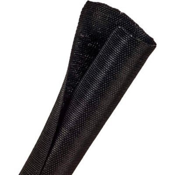 Techflex F6 Woven Split Wrappable Sleeve 1in Dia., 50', Black, Techflex, Mfr#: F6W1.00BK-50