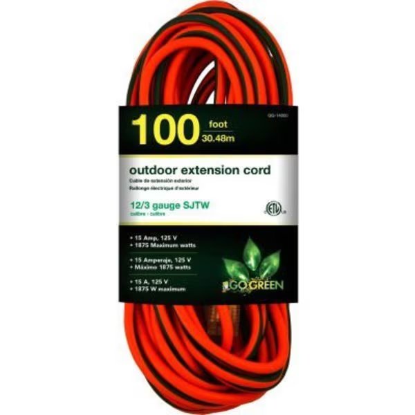 GoGreen Power, , 100 Ft Extension Cord - Orange/Green, Gogreen, Mfr#: GG-14000
