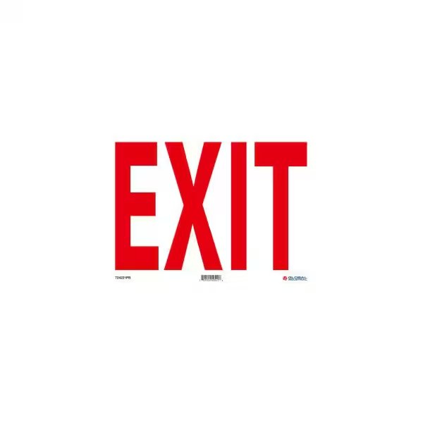 Global Industrial„¢ Exit Sign, 14''W x 10''H, Pressure Sensitive Vinyl, Nmc, Mfr#: GLOM24PB