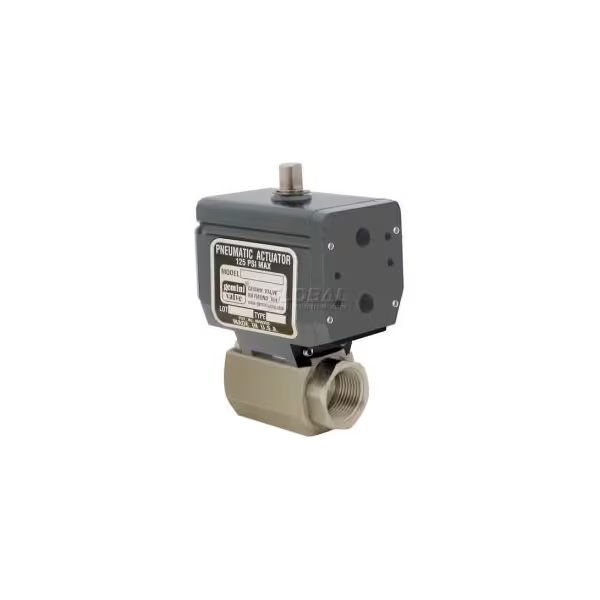 Gemini ValveÂ High Duty Cycle S/S Ball Valve, Double-Acting Pneumatic Actuator, 3/4", Gemini Valve Sales & Service Inc., Mfr#: 3/4 87-6-RTV-6-C90BDBN