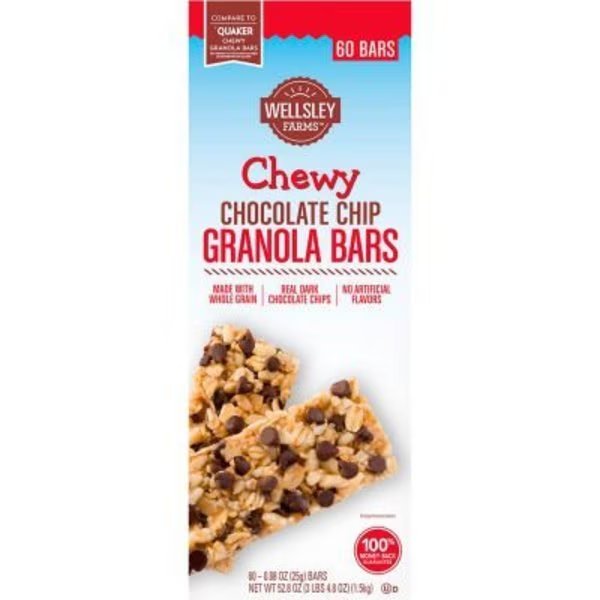 Wellsley Farms Chewy Chocolate Chip Granola Bars, .88 oz, 60 Count, Green Rabbit Holdings, Mfr#: 22000538