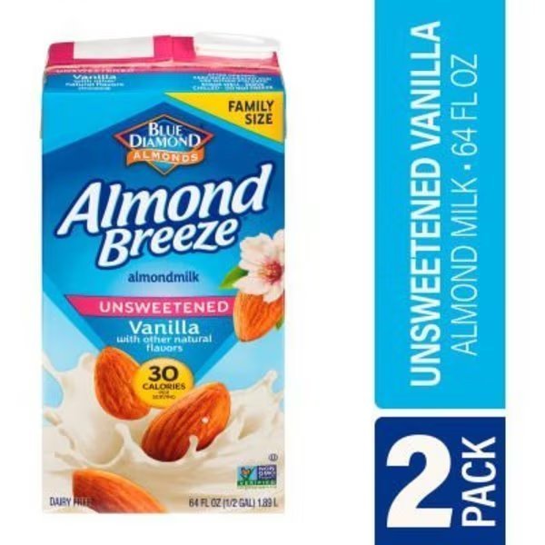 BLUE DIAMOND Almond Breeze Unsweetened Vanilla Almondmilk, 64 fl oz, 2 Pack, Green Rabbit Holdings, Mfr#: 30700081