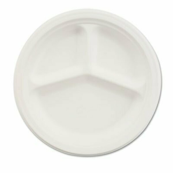 Chinet, Paper Dinnerware, 3-Comp Plate, 10 1/4in Dia, White, 500PK, Huhtamaki, Mfr#: 21204CT