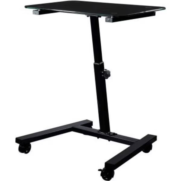 Seville Classics airLIFT Tempered Glass Mobile Laptop Desk Cart, Black, Seville Classics, Mfr#: OFF65934B