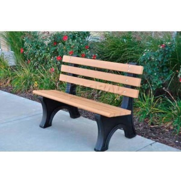 Frog Furnishings 4' Recycled Plastic Comfort Park Avenue Bench, Cedar Bench/Black Frame, Jayhawk Plastics, Mfr#: PB 4CEDCPAE