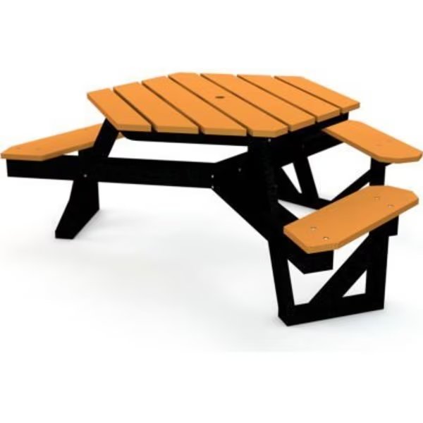 Frog Furnishings 6' Hexagon Picnic Table, Recycled Plastic, Cedar, Jayhawk Plastics, Mfr#: PB 6HEXADACED