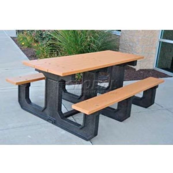 Frog Furnishings 8' Park Place Picnic Table, Recycled Plastic, Gray, Jayhawk Plastics, Mfr#: PB 8GRAPARKP