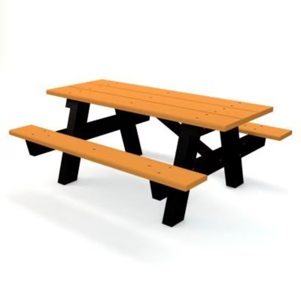 Global Industrial 6 A Frame Rectangular Picnic Table Recycled Plastic Cedar, Jayhawk Plastics, Mfr#: PB APIC6CEDGL