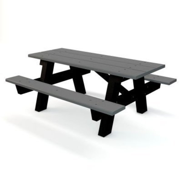 Global Industrial 6 A Frame Rectangular Picnic Table Recycled Plastic Gray, Jayhawk Plastics, Mfr#: PB APIC6GRAGL