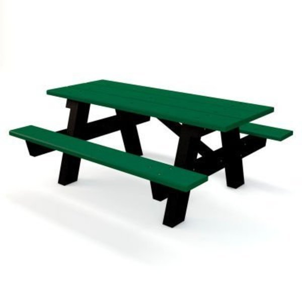 Global Industrial 6 A Frame Rectangular Picnic Table Recycled Plastic Green, Jayhawk Plastics, Mfr#: PB APIC6GREGL